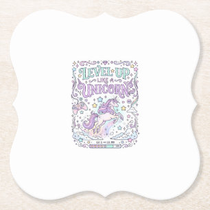Unicorn Level Up Like a Unicorn Adorable Marketpla Paper Coaster