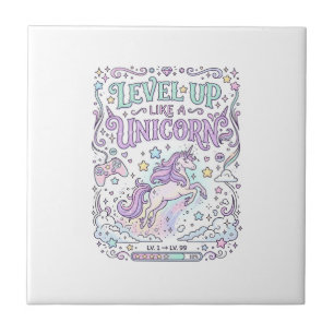 Unicorn Level Up Like a Unicorn Adorable Marketpla Tile