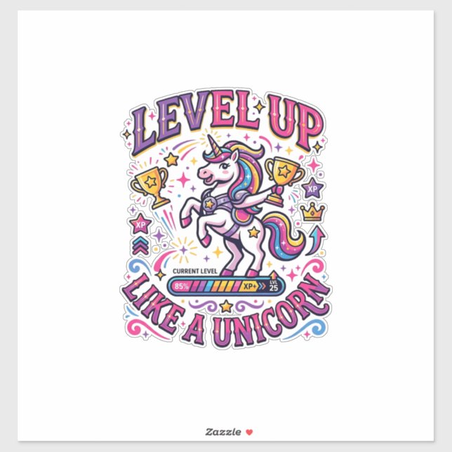Unicorn Level Up Like a Unicorn Commercial Cute Gi (Sheet)