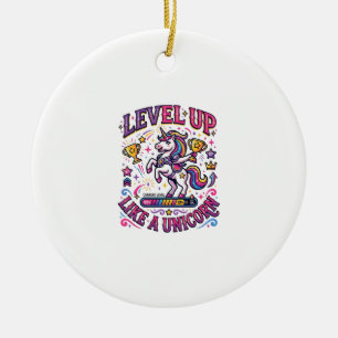 Unicorn Level Up Like a Unicorn Commercial Cute Gi Ceramic Tree Decoration