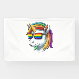 Unicorn LGBT Unicorn With LGBT Sunglasses Pride Un Banner