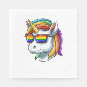 Unicorn LGBT Unicorn With LGBT Sunglasses Pride Un Napkin