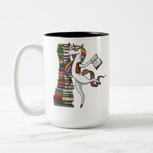 Unicorn Librarian Magical Book Reading Nerd Two-Tone Coffee Mug