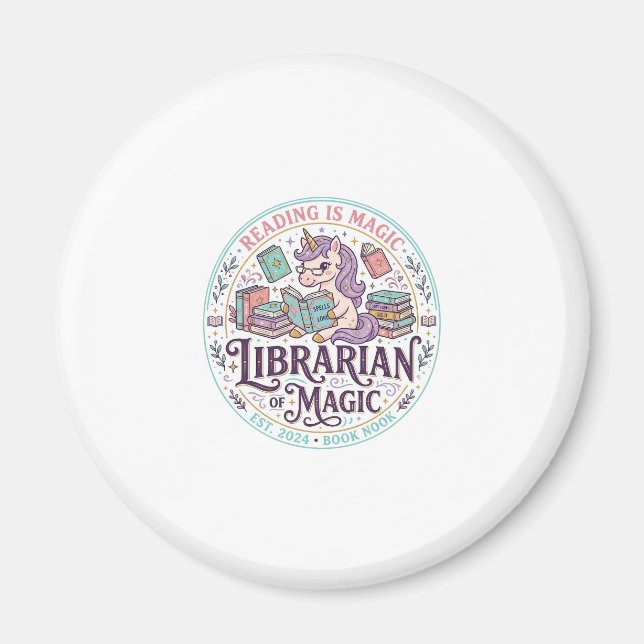 Unicorn Librarian of Magic Original Product Graphi Magnet (Front)