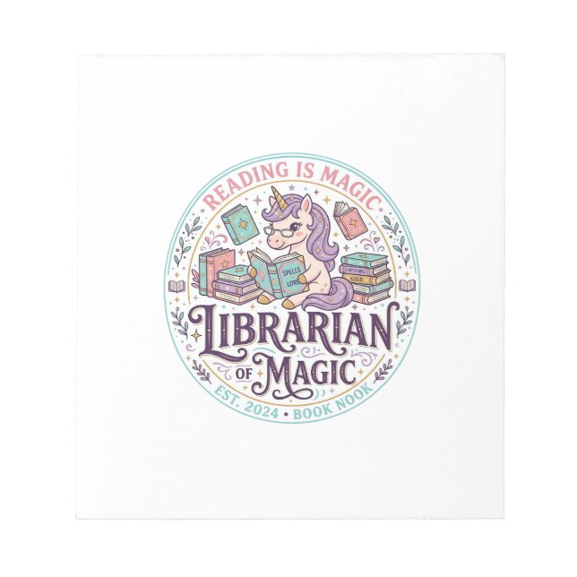 Unicorn Librarian of Magic Original Product Graphi Notepad (Front)