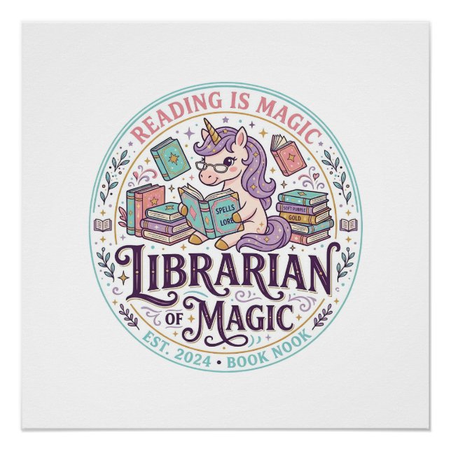Unicorn Librarian of Magic Original Product Graphi Poster (Front)