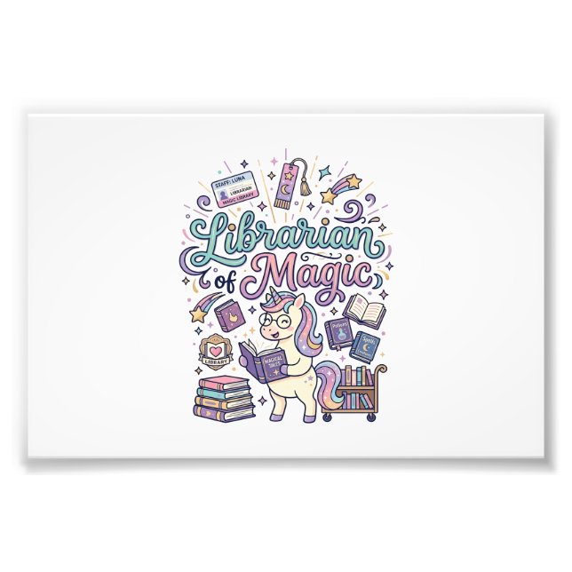 Unicorn Librarian of Magic Print Ready Apparel Gra (Front)