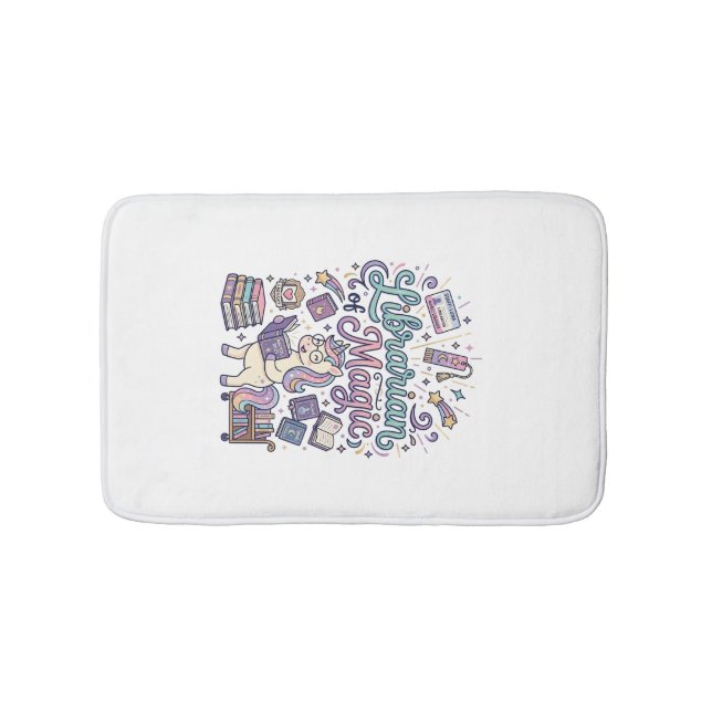 Unicorn Librarian of Magic Print Ready Apparel Gra Bath Mat (Front)
