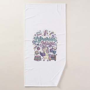 Unicorn Librarian of Magic Print Ready Apparel Gra Bath Towel