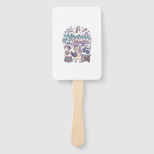 Unicorn Librarian of Magic Print Ready Apparel Gra Hand Fan