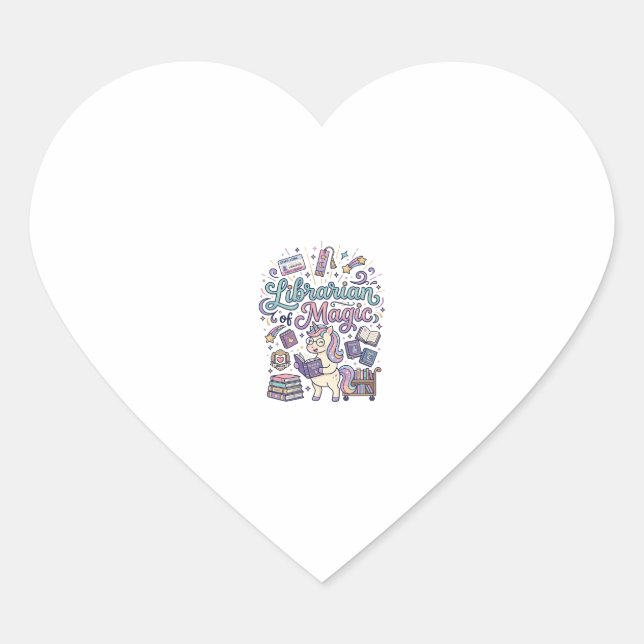 Unicorn Librarian of Magic Print Ready Apparel Gra Heart Sticker (Front)