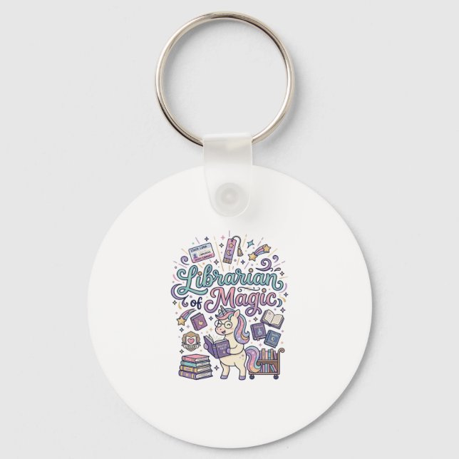 Unicorn Librarian of Magic Print Ready Apparel Gra Key Ring (Front)
