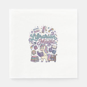 Unicorn Librarian of Magic Print Ready Apparel Gra Napkin