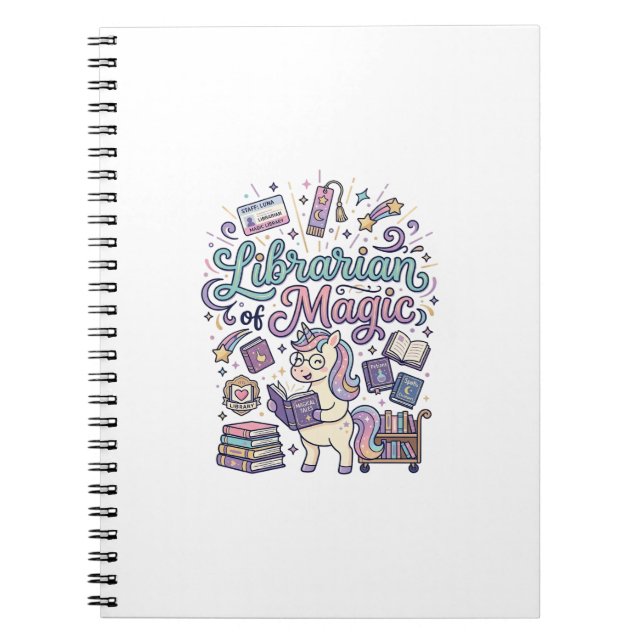Unicorn Librarian of Magic Print Ready Apparel Gra Notebook (Front)