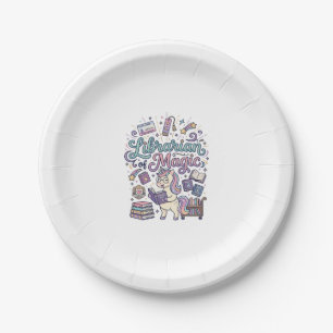Unicorn Librarian of Magic Print Ready Apparel Gra Paper Plate
