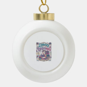 Unicorn Library Unicorn Colourful POD Artwork_1 Ceramic Ball Christmas Ornament