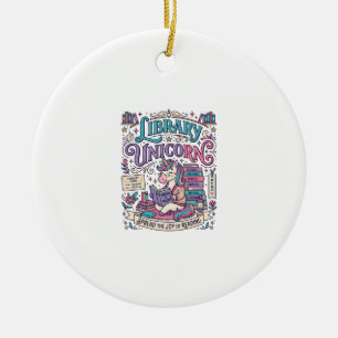 Unicorn Library Unicorn Colourful POD Artwork_1 Ceramic Tree Decoration