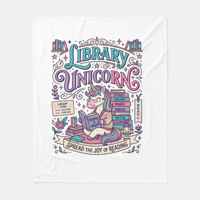 Unicorn Library Unicorn Colourful POD Artwork_1 Fleece Blanket (Front)