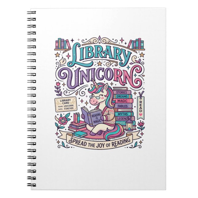 Unicorn Library Unicorn Colourful POD Artwork_1 Notebook (Front)