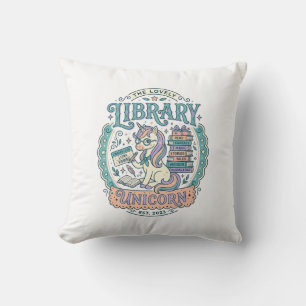 Unicorn Library Unicorn Whimsical Graphic Tee Desi Cushion