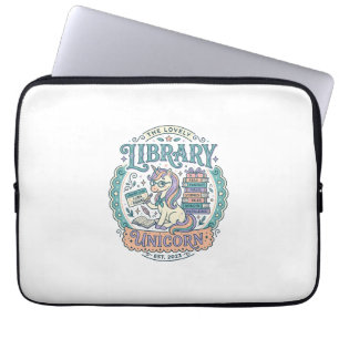Unicorn Library Unicorn Whimsical Graphic Tee Desi Laptop Sleeve