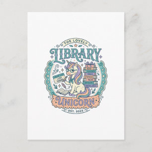 Unicorn Library Unicorn Whimsical Graphic Tee Desi Postcard