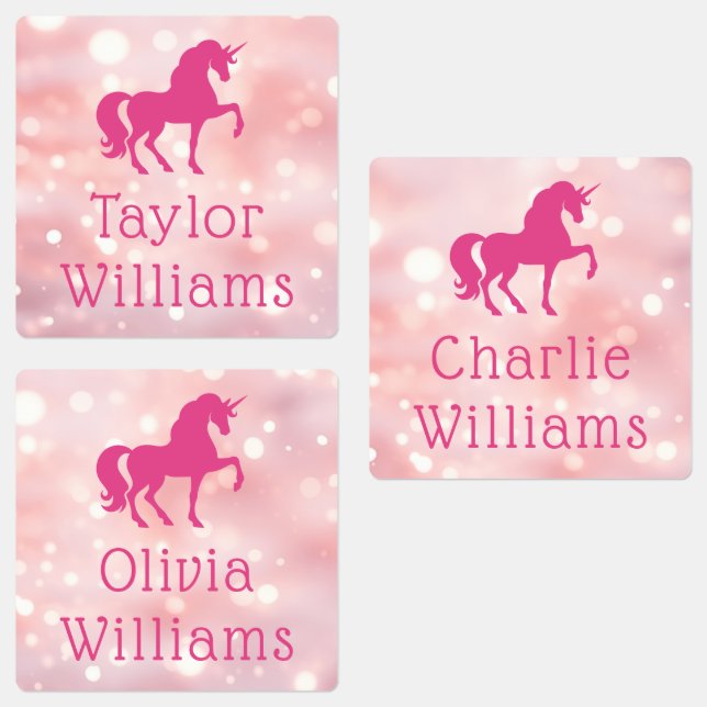 Unicorn light pink ethereal bokeh waterproof name (Group)