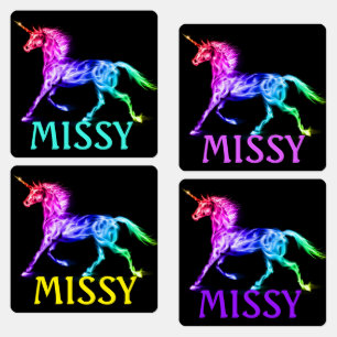 Unicorn Little Girl's Iron On Labels NAME