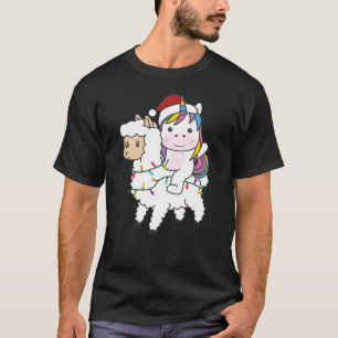 Unicorn Llama Christmas Snow Winter Animals T-Shirt