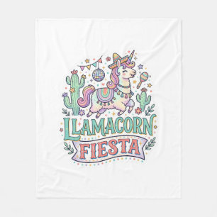 Unicorn Llamacorn Fiesta Premium Vector POD Artwor Fleece Blanket