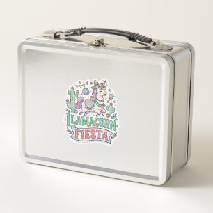 Unicorn Llamacorn Fiesta Premium Vector POD Artwor Metal Lunch Box