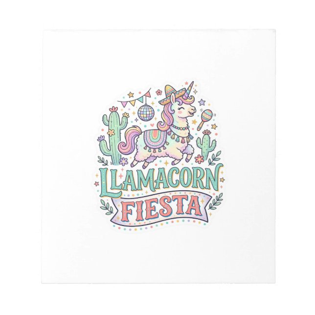 Unicorn Llamacorn Fiesta Premium Vector POD Artwor Notepad (Front)