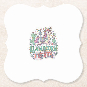 Unicorn Llamacorn Fiesta Premium Vector POD Artwor Paper Coaster