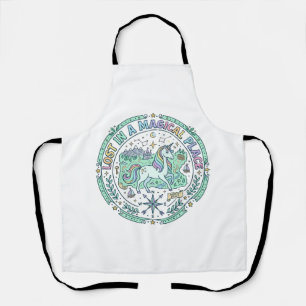Unicorn Lost in a Magical Place Funny Print on Dem Apron