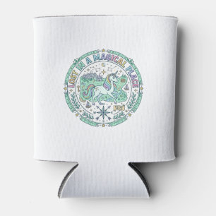 Unicorn Lost in a Magical Place Funny Print on Dem Can Cooler
