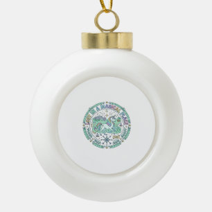 Unicorn Lost in a Magical Place Funny Print on Dem Ceramic Ball Christmas Ornament