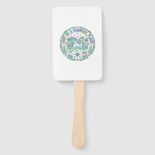 Unicorn Lost in a Magical Place Funny Print on Dem Hand Fan