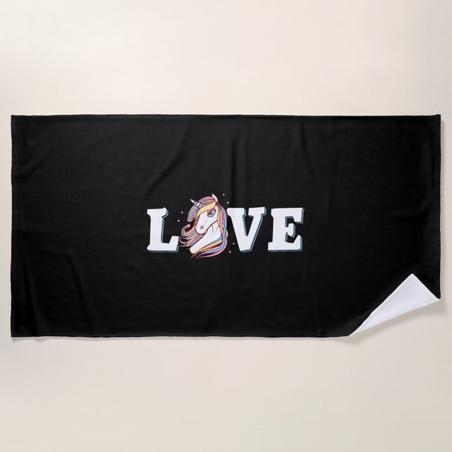 Unicorn love      beach towel (Front)