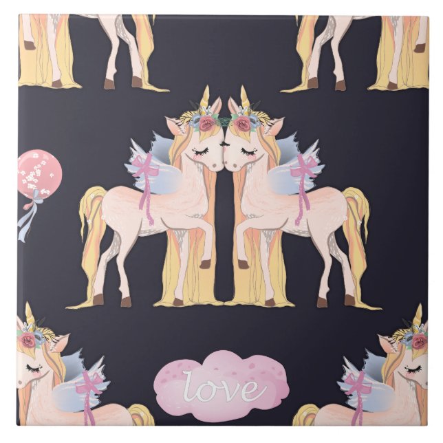 Unicorn Love Blue Tile (Front)