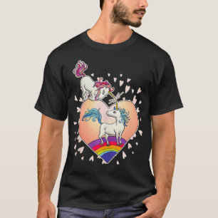 Unicorn Love Heart Rainbow Valentine's Day Cute Gi T-Shirt
