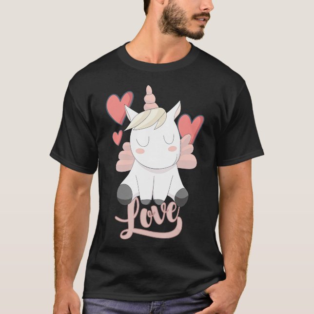Unicorn Love Heart Valentines Day  for Women T-Shirt (Front)