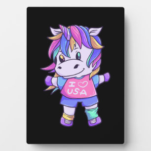 Unicorn Love USA Horse Unicorn Animal Plaque