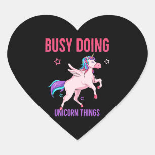 Unicorn Lover Busy Doing Unicorn Things Rainbows Heart Sticker