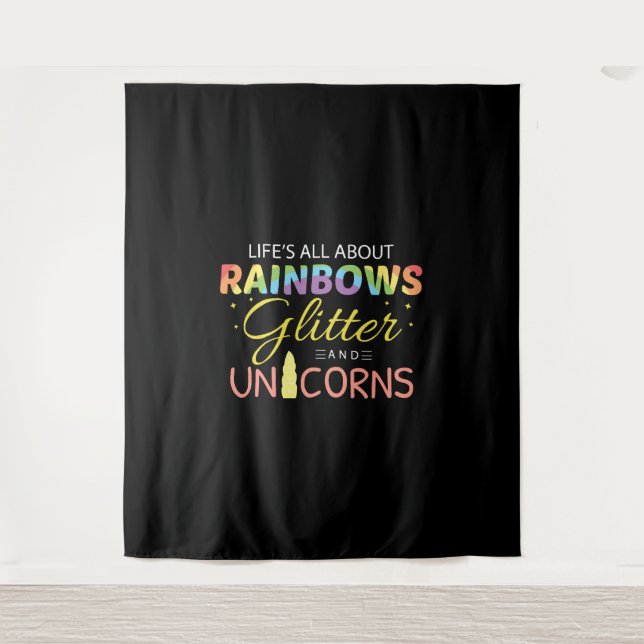 Unicorn Lover Gift Idea Rainbows Glitter Unicorns Tapestry (Front)