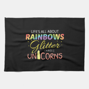 Unicorn Lover Gift Idea Rainbows Glitter Unicorns Tea Towel