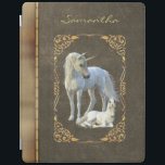 Unicorn Lover Leather Book look Bronze iPad Cover<br><div class="desc">This design may be personalised in the area provided by changing the photo and/or text. Or it can be customised by choosing the click to customise further option and delete or change the colour of the background, add text, change the text colour or style, or delete the text for an...</div>