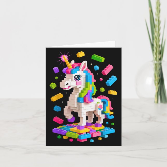 Unicorn Lover Master Builder Building Bricks Block Card (Front)