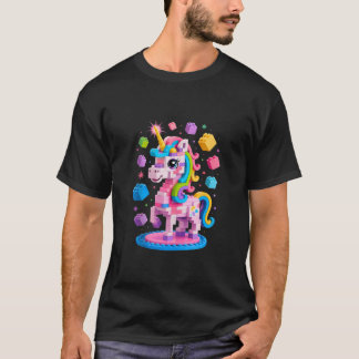 Unicorn Lover Master Builder Building Bricks Block T-Shirt