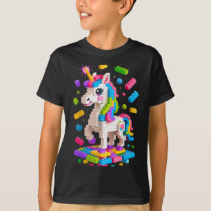Unicorn Lover Master Builder Building Bricks Block T-Shirt