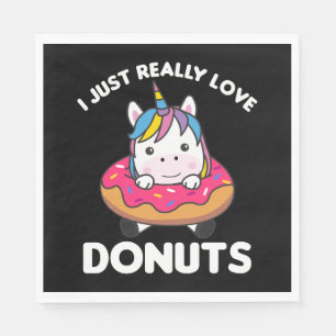 Unicorn Loves Doughnuts Unicorns Are Pink     Napkin